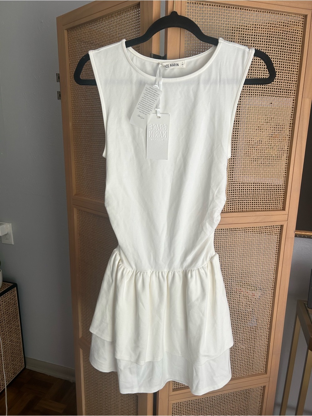 Grace Karin White Fit & Flare Ruffle Mini Dress Size S NWT Bridal Summer